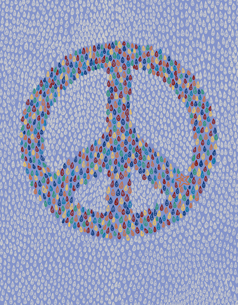 'Raining Peace Drop', 2002. Hand-drawn artwork, coloured digitally