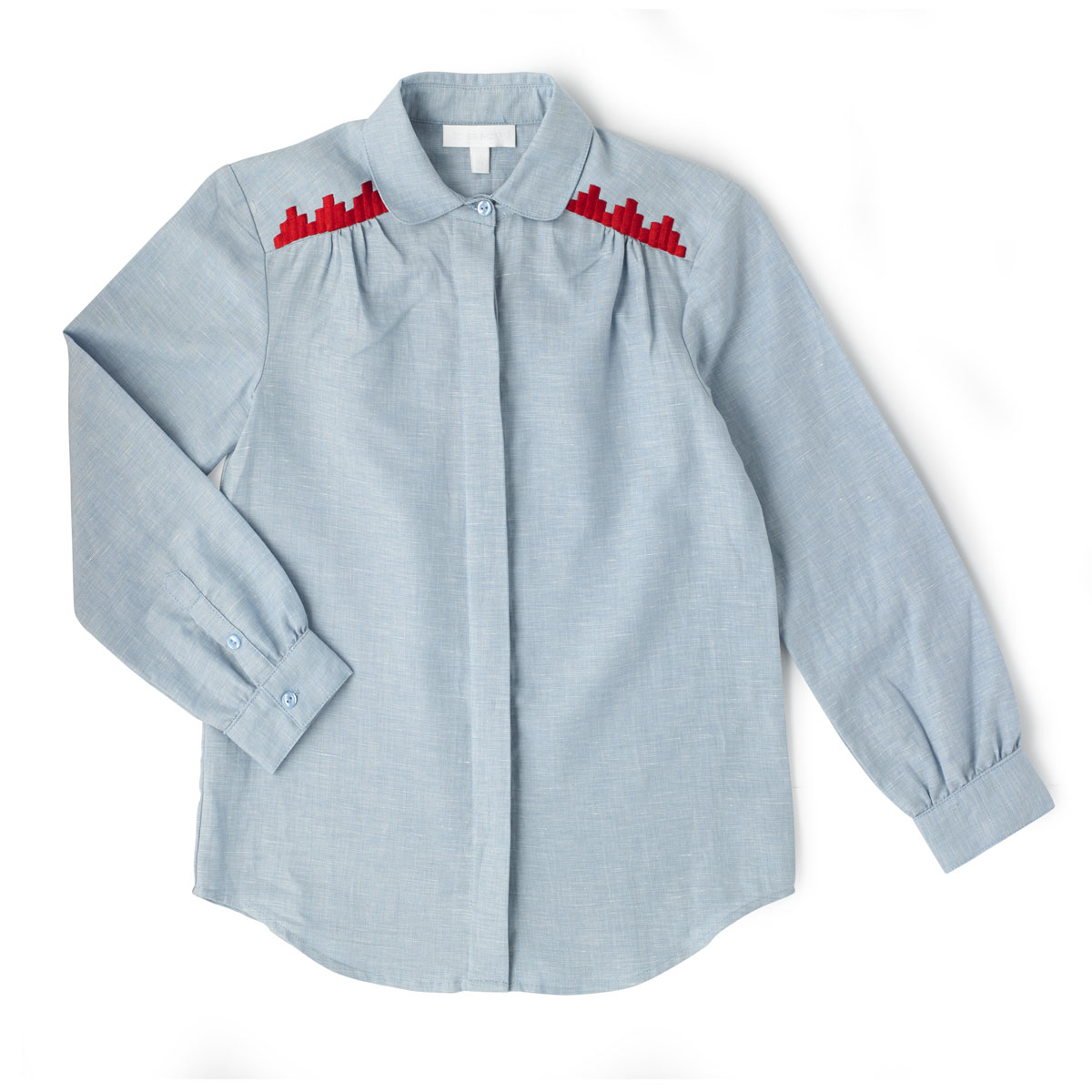 EVE Chambray 40's shirt with embroidered HEALERS & IKAT 